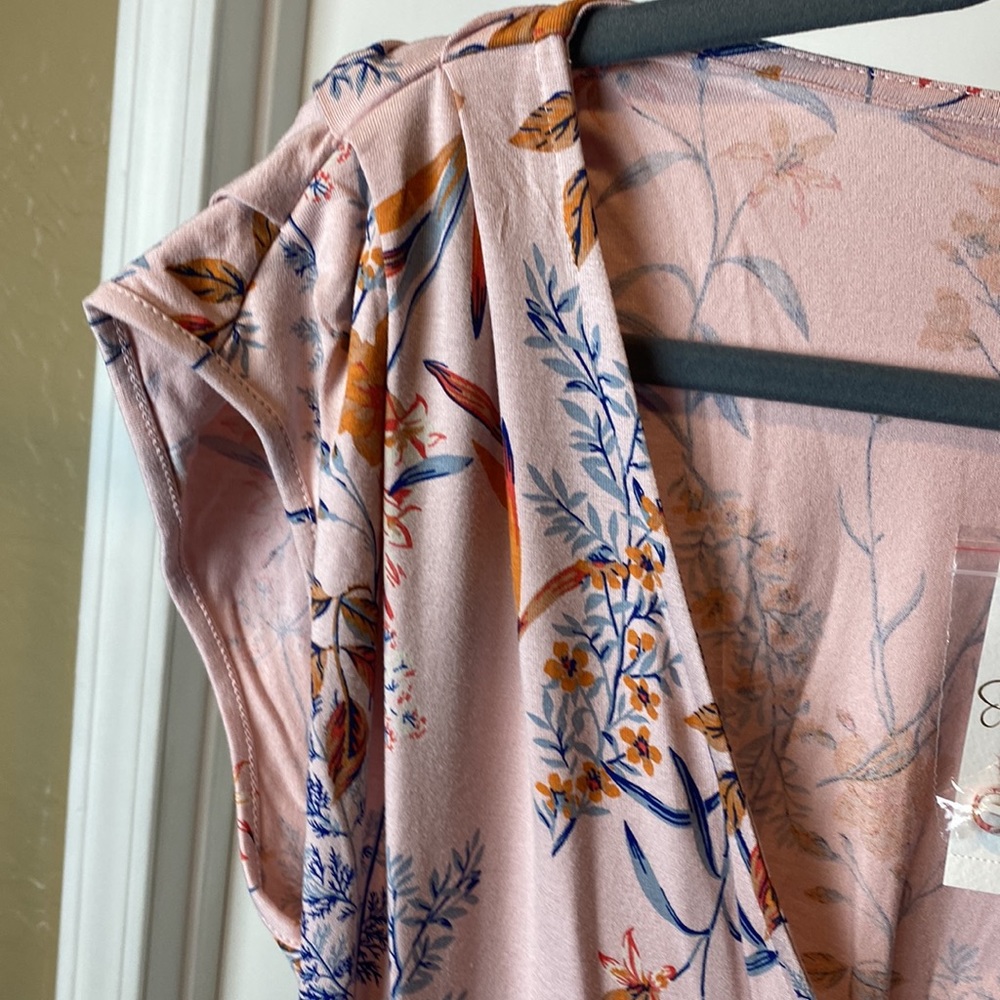 Jessica Simpson Pink Floral Tie-Front Romper - Picture 7 of 13